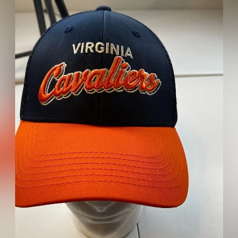 NWT University of Virginia Cavaliers Blue Orange Baseball Cap Hat Snap Block